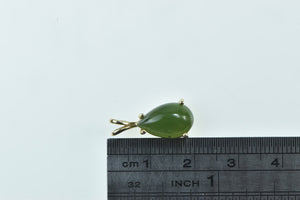14K Pear Nephrite Cabochon Vintage Statement Pendant Yellow Gold
