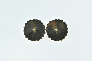 14K Black Onyx Puffy Sunflower Black Eyed Susan Earrings Yellow Gold