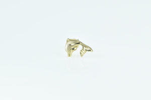 14K Jumping Dolphin Ocean Animal Single Stud Earring Yellow Gold