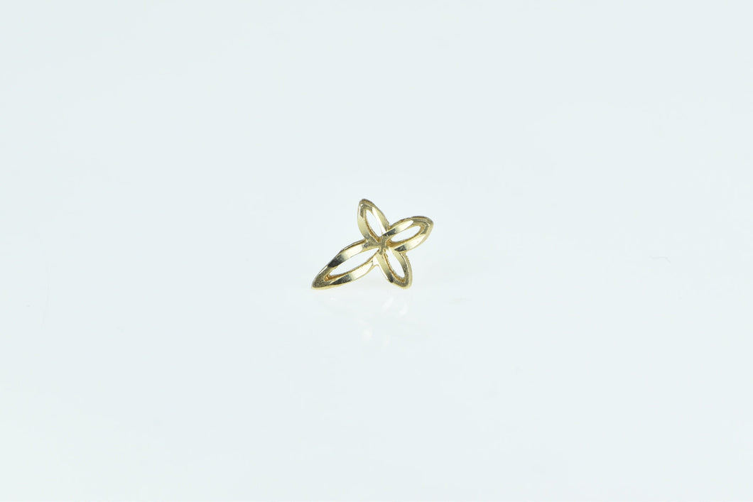 14K Cross Christian Faith Symbol Single Stud Earring Yellow Gold