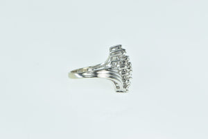 14K 1.00 Ctw Diamond Freeform Cluster Bypass Ring White Gold