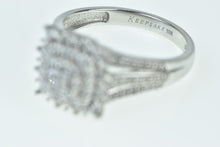 Load image into Gallery viewer, 10K Vintage Diamond Square Halo Statement Ring White Gold