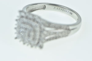 10K Vintage Diamond Square Halo Statement Ring White Gold
