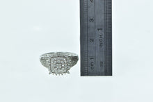 Load image into Gallery viewer, 10K Vintage Diamond Square Halo Statement Ring White Gold