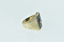 Load image into Gallery viewer, 10K Squared Black Onyx Diamond Statement Ring Yellow Gold
