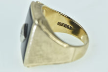 Load image into Gallery viewer, 10K Squared Black Onyx Diamond Statement Ring Yellow Gold