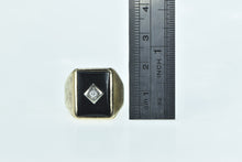 Load image into Gallery viewer, 10K Squared Black Onyx Diamond Statement Ring Yellow Gold