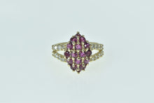 Load image into Gallery viewer, 10K Marquise Ruby Cluster Diamond Statement Ring Yellow Gold