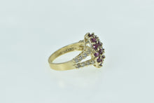 Load image into Gallery viewer, 10K Marquise Ruby Cluster Diamond Statement Ring Yellow Gold