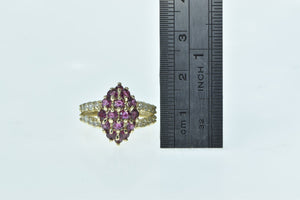 10K Marquise Ruby Cluster Diamond Statement Ring Yellow Gold