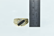 Load image into Gallery viewer, 10K Squared Black Onyx Diamond Slanted Vintage Ring Yellow Gold