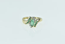 Load image into Gallery viewer, 10K Marquise Emerald Vintage Diamond Bypass Ring Yellow Gold