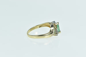 10K Marquise Emerald Vintage Diamond Bypass Ring Yellow Gold