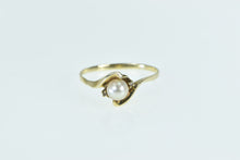 Load image into Gallery viewer, 10K 5.7mm Pearl Diamond Bypass Vintage Ring Yellow Gold