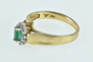 10K Marquise Emerald Diamond Vintage Bypass Ring Yellow Gold