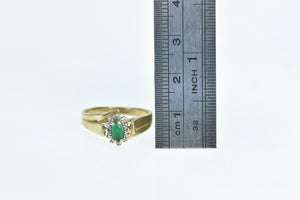 10K Marquise Emerald Diamond Vintage Bypass Ring Yellow Gold