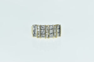 10K 1.32 Ctw Diamond Channel Striped Band Ring Yellow Gold