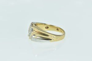 10K 0.50 Ctw Two Tone Diamond Striped Men's Ring Yellow Gold