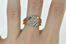 Load image into Gallery viewer, 10K 0.50 Ctw Two Tone Diamond Striped Men&#39;s Ring Yellow Gold