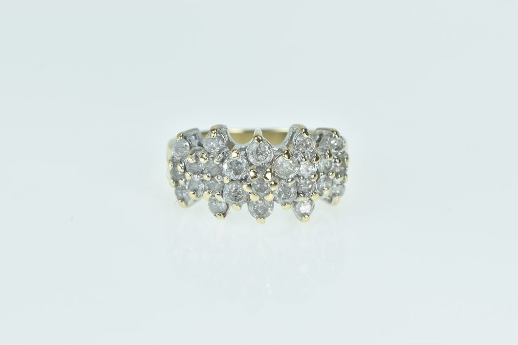 10K 1.00 Ctw Diamond Vintage Cluster Band Ring Yellow Gold