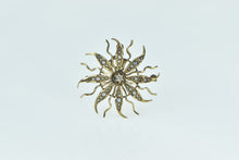 Load image into Gallery viewer, 14K Victorian Seed Pearl Diamond Flower Sun Pendant/Pin Yellow Gold