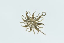 Load image into Gallery viewer, 14K Victorian Seed Pearl Diamond Flower Sun Pendant/Pin Yellow Gold