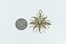 Load image into Gallery viewer, 14K Victorian Seed Pearl Diamond Flower Sun Pendant/Pin Yellow Gold