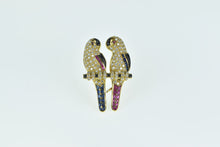 Load image into Gallery viewer, 18K 2.50 Ctw Pave Diamond Sapphire Parrots Pin/Brooch Yellow Gold