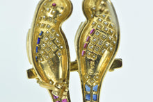 Load image into Gallery viewer, 18K 2.50 Ctw Pave Diamond Sapphire Parrots Pin/Brooch Yellow Gold