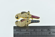 Load image into Gallery viewer, 18K 2.50 Ctw Pave Diamond Sapphire Parrots Pin/Brooch Yellow Gold