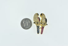 Load image into Gallery viewer, 18K 2.50 Ctw Pave Diamond Sapphire Parrots Pin/Brooch Yellow Gold