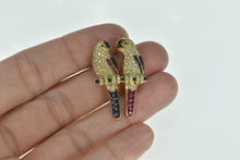 Load image into Gallery viewer, 18K 2.50 Ctw Pave Diamond Sapphire Parrots Pin/Brooch Yellow Gold