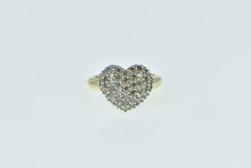 14K 1.38 Ctw Diamond Pave Domed Heart Love Ring Yellow Gold