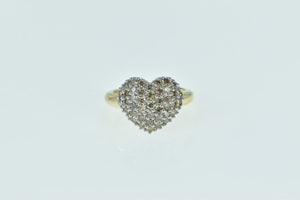 14K 1.38 Ctw Diamond Pave Domed Heart Love Ring Yellow Gold