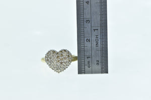 14K 1.38 Ctw Diamond Pave Domed Heart Love Ring Yellow Gold