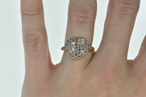 14K 1.38 Ctw Diamond Pave Domed Heart Love Ring Yellow Gold