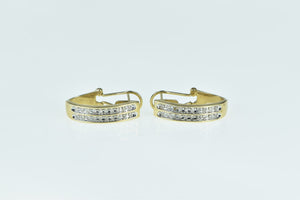 10K 0.46 Ctw Diamond 24.5mm Oval Hoop Earrings Yellow Gold