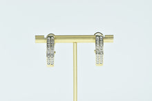 Load image into Gallery viewer, 10K 0.46 Ctw Diamond 24.5mm Oval Hoop Earrings Yellow Gold