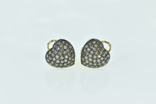 Load image into Gallery viewer, 14K 1.00 Ctw Pave Diamond Domed Heart Clip Earrings Yellow Gold