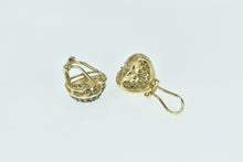 Load image into Gallery viewer, 14K 1.00 Ctw Pave Diamond Domed Heart Clip Earrings Yellow Gold