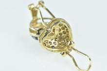 Load image into Gallery viewer, 14K 1.00 Ctw Pave Diamond Domed Heart Clip Earrings Yellow Gold