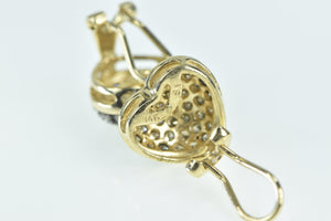 14K 1.00 Ctw Pave Diamond Domed Heart Clip Earrings Yellow Gold