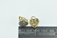 Load image into Gallery viewer, 14K 1.00 Ctw Pave Diamond Domed Heart Clip Earrings Yellow Gold