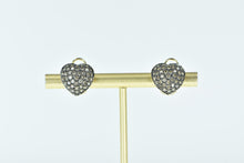 Load image into Gallery viewer, 14K 1.00 Ctw Pave Diamond Domed Heart Clip Earrings Yellow Gold