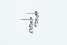 Load image into Gallery viewer, 10K Heart Pink Topaz Diamond Drop Statement Earrings White Gold