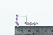 Load image into Gallery viewer, 10K Heart Pink Topaz Diamond Drop Statement Earrings White Gold