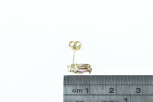 Load image into Gallery viewer, 10K Single Oval Syn. Ruby Diamond Accent Stud Earring Yellow Gold