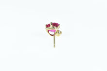 Load image into Gallery viewer, 10K Heart Syn. Ruby Diamond Accent Single Stud Earring Yellow Gold