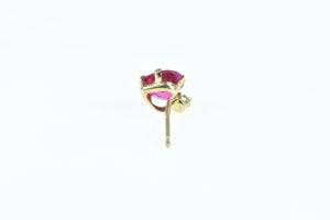 10K Heart Syn. Ruby Diamond Accent Single Stud Earring Yellow Gold