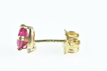 Load image into Gallery viewer, 10K Heart Syn. Ruby Diamond Accent Single Stud Earring Yellow Gold